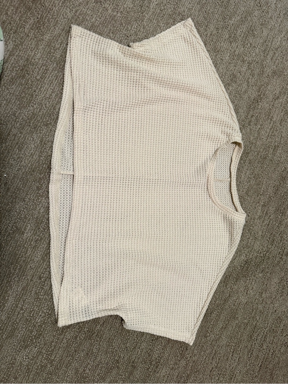 Cozy Ivory Waffle Knit Short Sleeve Cropped Top